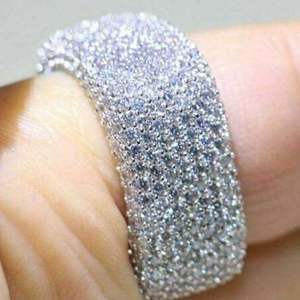 Classic Men <b>Women</b> Jewelry Unique Square Shape <b>Statement</b> <b>Ring</b> Micro Pave Moissanite 925 Silver Color Luxurious Wide Band <b>for</b> - Product Image 1