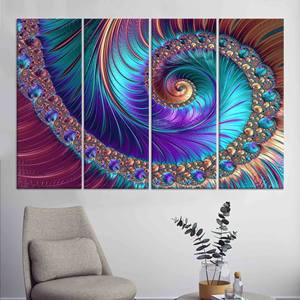 Lienzo Impreso Moderno: Arte Abstracto en Espiral para Pared, Decoración Elegante para el Hogar, JUEGO DE 4 LIENZOS - Product Image 1