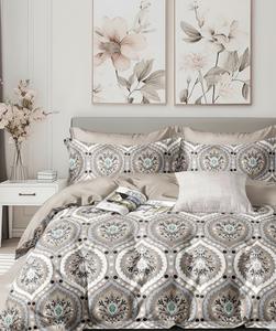 Ensemble de literie en microfibre imprimé de qualité supérieure, 3 pièces, taille Queen, 400TC, toucher doux, drap-housse, 2 taies d'oreiller, anti-décoloration, anti-rides, hôtel - Product Image 2