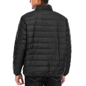 Veste matelassée noire pour homme à col montant et fermeture éclair, coupe-vent, décontractée, pour l'hiver, en polyester rembourré, coupe classique, couleur unie - Product Image 6