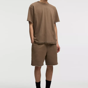 Ensemble de t-shirts d'été américains personnalisés en coton pour hommes, pantalons respirants à manches courtes et coupe ample à la mode pour hommes - Product Image 2