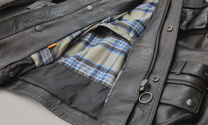 แจ็กเก็ตหนังวัวแฟชั่นสำหรับผู้ชายปกตั้งทำจากประเทศปากีสถานพร้อมผ้ายีนส์ราคาดีที่สุด - Product Image 6