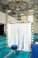 Nikah Pardah cloison tentures florales avec ficelle de jasmin pour mariage islamique mariée et marié Nikah, rideau de scène de toile de fond