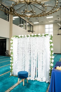 Nikah pardah พาร์ทิชันแขวนดอกไม้กับสตริงดอกมะลิสำหรับเจ้าสาวงานแต่งงานอิสลามและเจ้าบ่าว nikah, ฉากหลังเวทีม่าน - Product Image 5