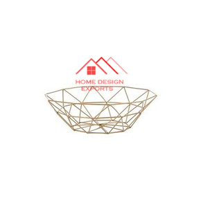 Plateau de table ovale décoratif en fer dernier design Panier en fil de fer plaqué or pour fruits et légumes Plateau décoratif en métal - Product Image 1