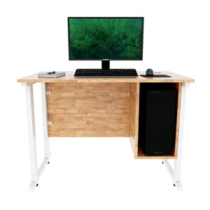 Rubber Wood Frame Computer <b>Desk</b> with CPU <b>Shelf</b> & Powder-Coated Iron Legs-CDS001 - Product Image 2