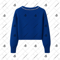 Vêtements de sororité grecque Sigma Gamma Rho en gros, pull cardigan à col en V profond avec garniture de perles et nœud en ruban