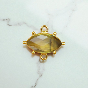 Marquise <b>Citrine</b> Gemstone Bezel Charm Connector- DIY Fashion Charms Making Jewelry - 925 Silver Connector - Product Image 1