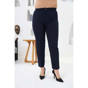 Pantalones de Tela Azul Marino Talla Grande RMG para Mujer - Cómodos Pantalones de Invierno de Mezcla de Poliéster y Elastano - Product Image 3