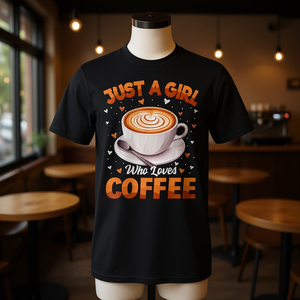 Camiseta con estampado de Just A Girl Who Loves Coffee para mujer, camiseta con gráfico de amante del café - Product Image 3