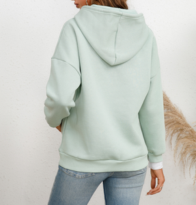 Sweat-shirt à capuche uni poids lourd avec logo personnalisé Sweats à capuche surdimensionnés à épaules tombantes pour femmes - Product Image 3