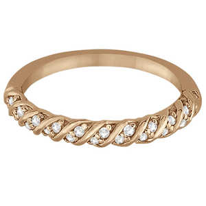 14k Rose Gold Diamond Rope Wedding <b>Band</b> 0.17ct Diamond <b>Rings</b> - Product Image 1