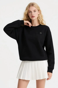 เสื้อสเวตเตอร์คอกลมผู้หญิง 300 กรัม ผ้าฝ้าย ฤดูใบไม้ผลิ ฤดูใบไม้ร่วง สไตล์ใหม่ 7 สี ลำลอง ทรงหลวม แขนยาว ใยโพลีเอสเตอร์ - Product Image 4