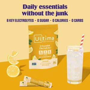 Ultima Replenisher Daily <b>Electrolyte</b> <b>Powder</b> – Lemonade, 20 Stick packs - Product Image 2