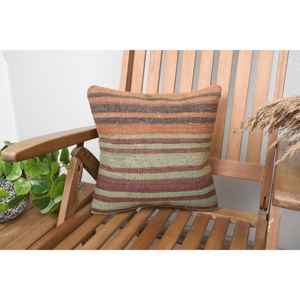 Luxury 14x14 Inch Beige Kilim Patchwork Wool Pillow Rustic Floral and <b>Vintage</b> Print Throw Pillow for <b>Bedding</b> Woven with Silk - Product Image 1