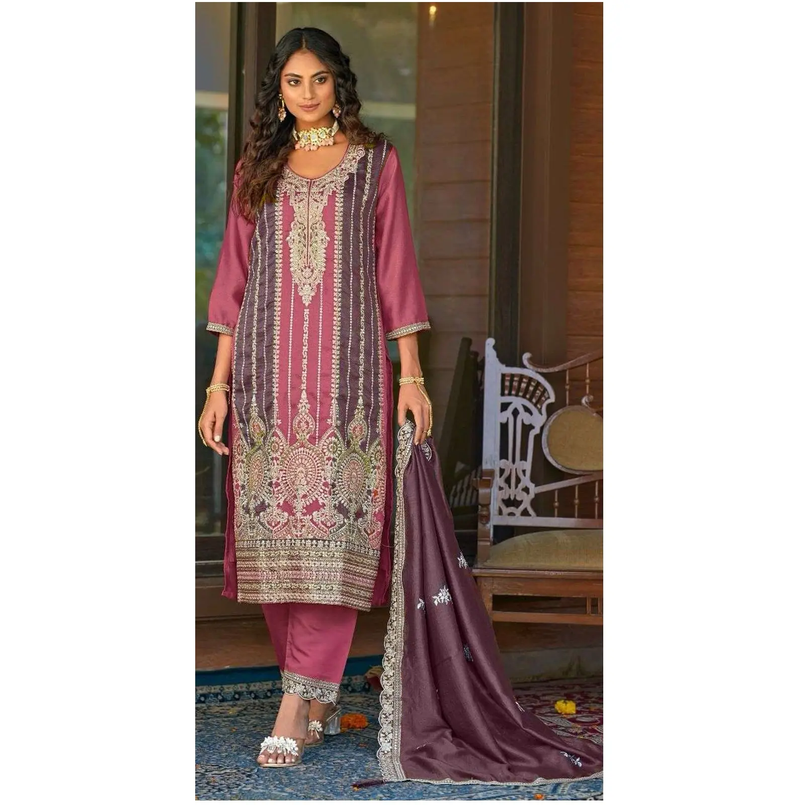 Designer Pakistani Styles Salwar Kameez Suit with Heavy Vichitra With Embroidery Codding Sequence Work