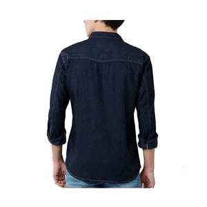 Pakistanais usine directe Denim jean haute qualité couleur unie à manches longues hommes Denim chemise automne hiver respirant - Product Image 3