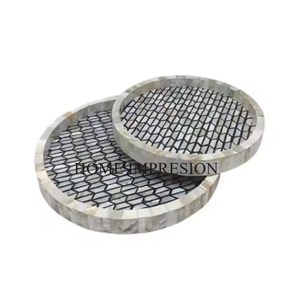 Juego de bandejas de madera para servir de 2 bandejas decorativas para servir plato para el desayuno en la cama almuerzo cena mesa de café plato de mesa - Product Image 6