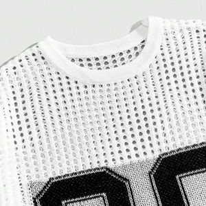 Maillot de football en maille pour hommes, vêtements de sport surdimensionnés de haute qualité à col en O 100% coton T-shirts Boxy pulls courts pour hommes - Product Image 4