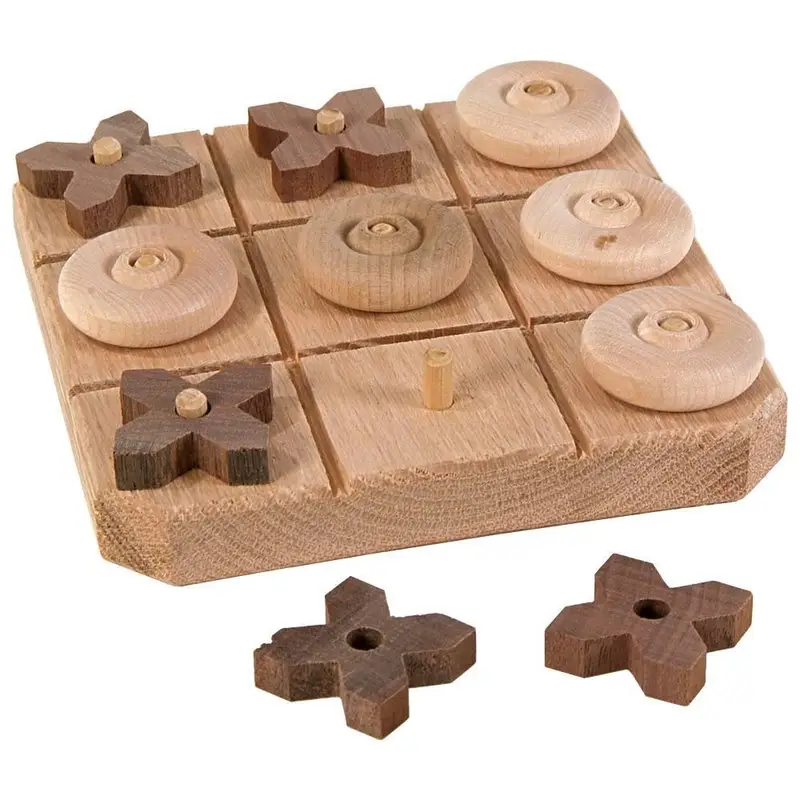 Creative Handmade Wooden Tic-Tac-Toe Game Smooth-sanded wooden board raised pegs for game pieces great gifting for teens & adult