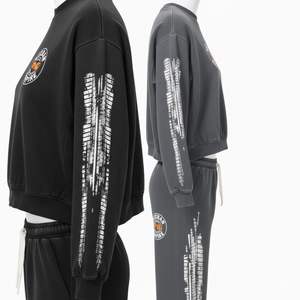 Pantalons de survêtement délavés à l'acide, jambes courtes, avec détails en strass, streetwear personnalisé, ensemble d'hiver, fermeture éclair - Product Image 4