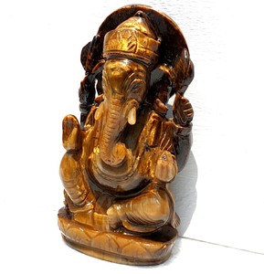 Handcrafted Ganesha <b>Statue</b> Figurine India High Grade Tiger Eye Gemstone Rose Quartz Natural Crystal Healing Stone Engraving - Product Image 5