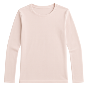 Camiseta de Manga Larga con Cuello Redondo para Mujer, Color Rosa Claro, 100% Algodón Orgánico de Lujo, Preencogido, Certificado GOTS, Ajuste Clásico, Suave y Premium - Product Image 1