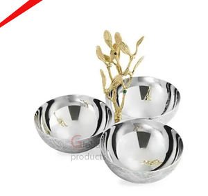 Bol de service à chocolat de forme ronde avec 3 bols feuille d'or - Product Image 1