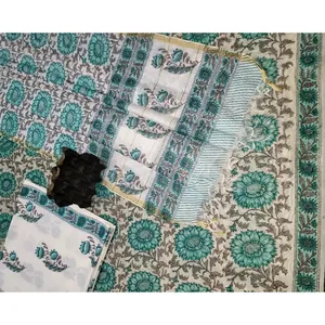 ผ้าคลุมไหล่ชานเดรีผ้าฝ้ายทำมือลายใบไม้สีเหลือง ขนาด 2.5 เมตร น้ำหนักเบา เหมาะสำหรับฤดูร้อน แบรนด์วินายากัม แฮนด์คราฟท์  ลายพิมพ์บล็อกด้วยมือ  สำหรับงานปาร์ตี้ - Product Image 5