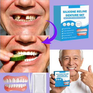 Kit de silicone blanchissant pour prothèses dentaires, doublures en plastique pour dents supérieures et inférieures - Product Image 1