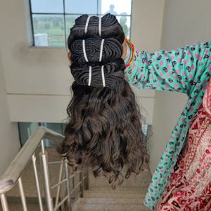 Machine non traitée Double trame vietnamien cuticule aligné vierge noir couleur tissage naturel ondulé faisceaux Extensions de cheveux humains - Product Image 3