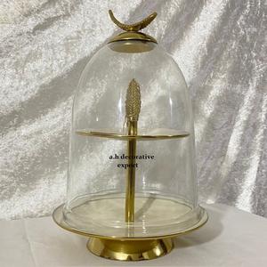 Base Ovalada para Pastel de Aluminio con Cúpula de Cristal, Elegante Pedestal Dorado y Plateado para Exhibición de Postres en Bodas, Eventos y Catering - Product Image 4