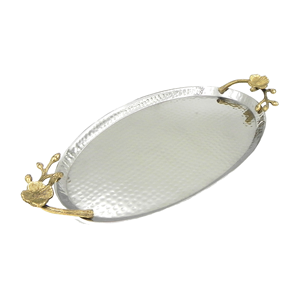 Decorative Metal Serving Tray Premium Quality Handmade Designer Platter Rectangle Shape Wholesale Metal Serving Tray - Product Image 6