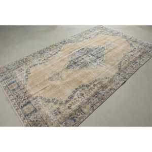 Turkish Large Rug 5,2x8,9 ft, Blue <b>Brown</b> Check Rug <b>Wool</b> - Product Image 4