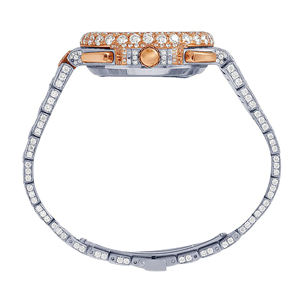 Montre de luxe en acier inoxydable à quartz et diamant faite à la main en moissanite conception de bracelet lisse scintillant clair pour la fête à la mode en vrac - Product Image 5