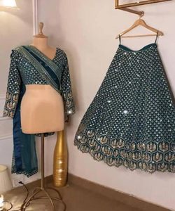 Alphanumero señoras bordado piedra trabajo Choli blusa Dupatta Lehenga boda desgaste seda rayón étnico indio paquistaní ropa - Product Image 3