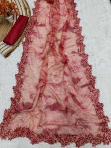 Nouvelle soie d'organza de qualité supérieure avec travail de pallu de ver de croix de broderie et partout saree butta de diamant Swarovski - Product Image 3