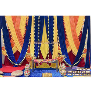 Punjabi mariage Jaggo nuit décoration toile de fond rideaux incroyable Sangeet scène toile de fond rideaux derniers mehndi rideaux de scène - Product Image 1