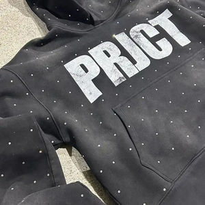 Haute qualité thermique nouveau gros sweat à capuche surdimensionné unisexe à capuche hommes bouffée impression strass broderie sweats à capuche personnalisés - Product Image 5