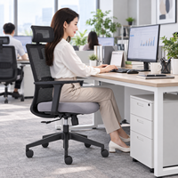 Chaise de bureau en maille de haute qualité avec support ergonomique du dos, coussin confortable et hauteur réglable pour l'espace de travail des employés