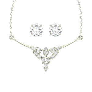 CLARA Juego de Joyería Fina de Plata de Ley 925 con Baño de Rodio, Collar con Colgante Alice y Pendientes con Cadena, Regalo para Mujeres y Niñas - Product Image 1