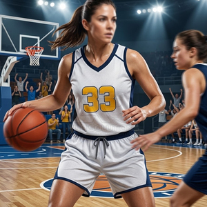 Uniforme de basket-ball pour femmes sur mesure, ensemble de maillot et short respirants pour les sports de plein air - Product Image 6