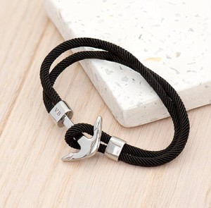 Pulsera de ancla Náutica de cuerda negra personalizada, regalos - Product Image 1