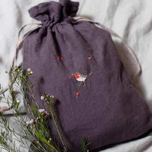 กระเป๋าผ้าลินินปักด้วยมือมีการปักกระเป๋าเป้สะพายหลังผ้าลินินสีต่างๆ100% ผ้าลินินฟอกสีนุ่มผลิตในเวียดนาม - Product Image 5