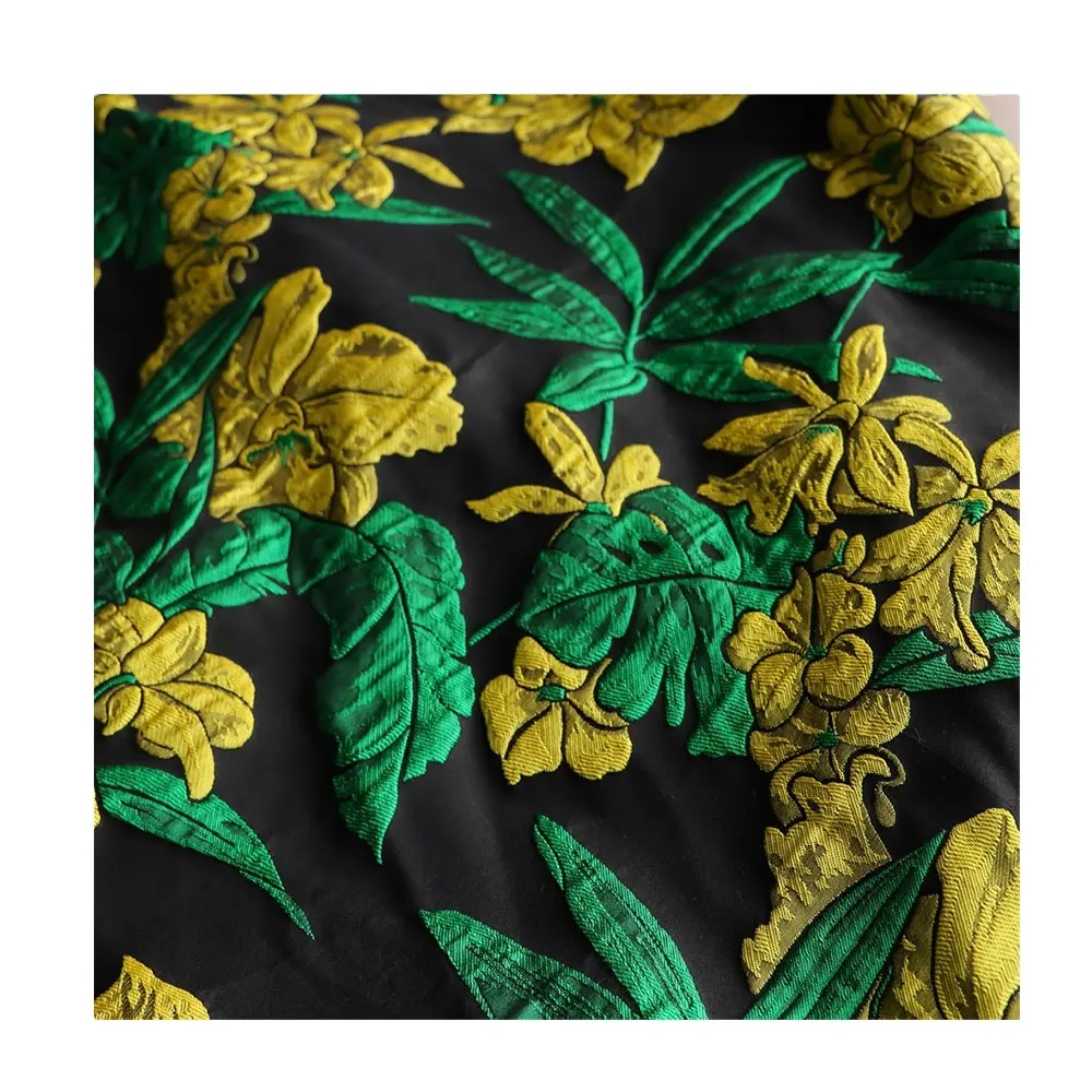 JIAYI Brand Whole Sales W:59" 178GSM Flower Pattern Jacquard Fabric Textile Polyester Jersey Fabric Premium Quality Heavy Cloth