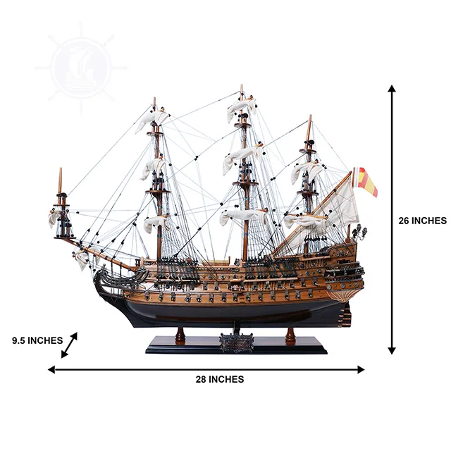 San Felipe Model Ship 60 cm Handcrafted Wooden Replica with Display Stand, Collectible, Decor, Gift, Wholesale