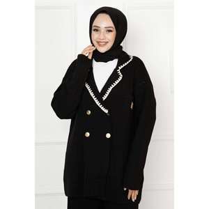 Shepherd Veste Croisée Hijab Tricot 2 Pièces Ensemble Noir - Product Image 2