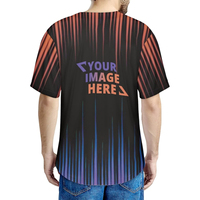 Maillot de baseball personnalisé pour hommes adultes, manches courtes, col en V, rayé, sublimé, séchage rapide, antibactérien, polyester, logo frontal
