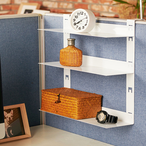 Scaffale per ufficio in acciaio a 3 livelli con ganci per scrivania Organizer coreano bianco nero - Product Image 1