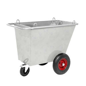 Chariots à déchets industriels galvanisés HDG-LG de 400 L, chariots à plateforme pliables à quatre roues, robustes et personnalisables - Product Image 1